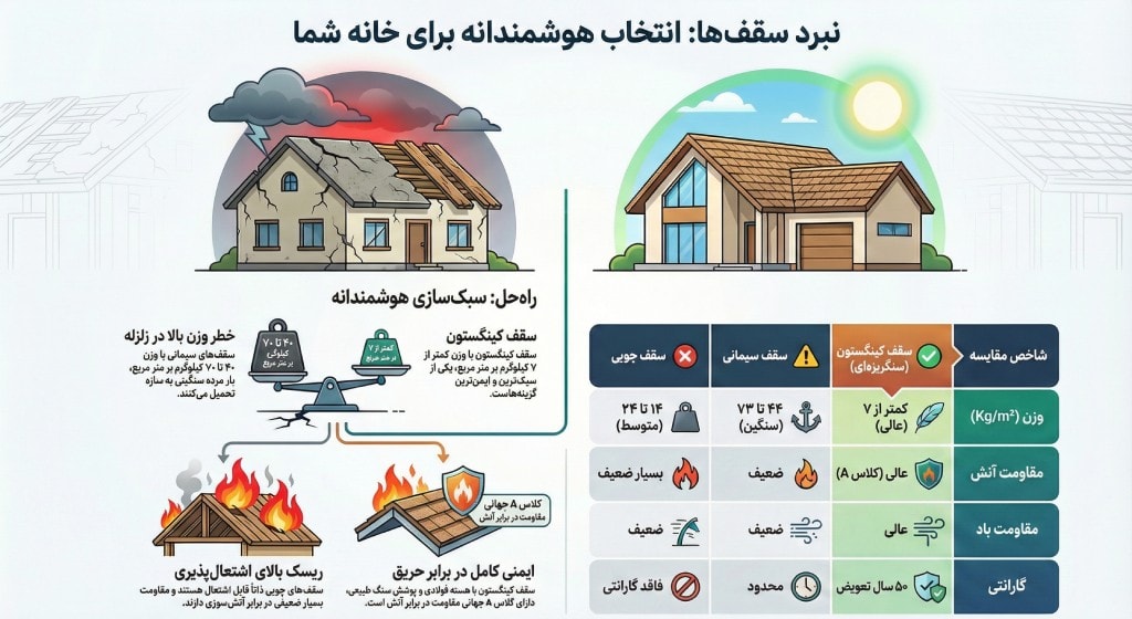 راهنمای تصویری مقایسه انواع سقف شیروانی
