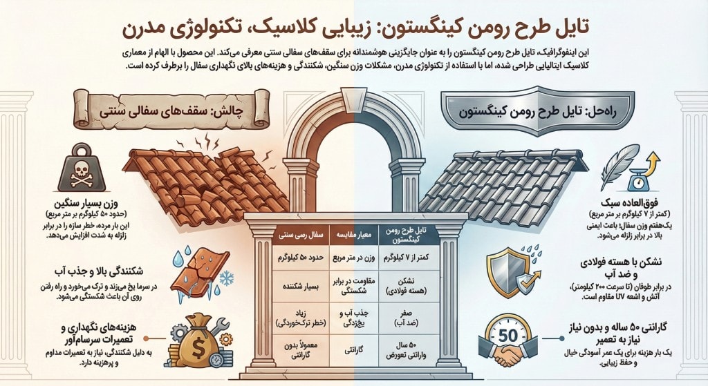 راهنمای تصویری تایل طرح رومن کینگستون