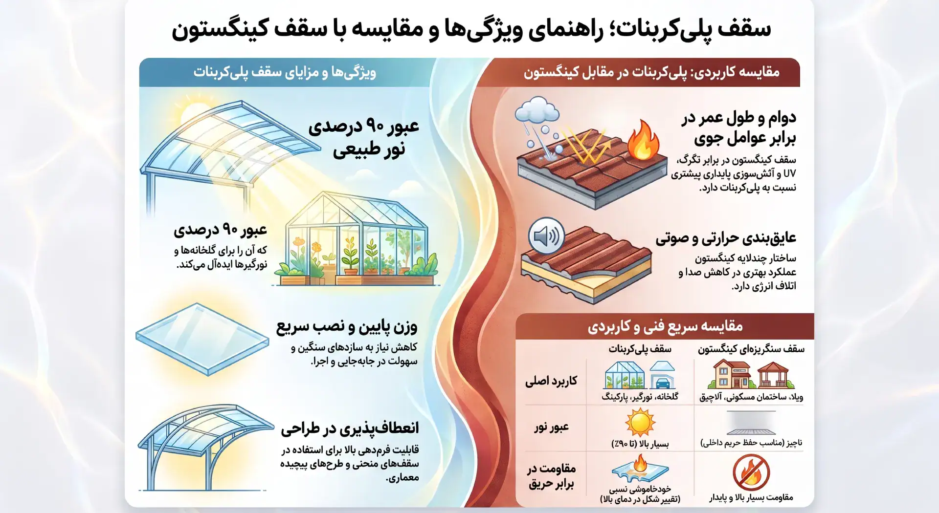 اینفوگرافیک سقف پلی کربنات