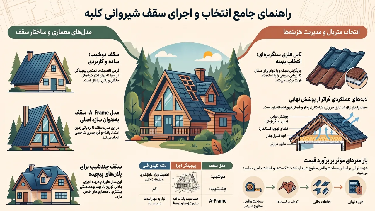 اینفوگرافیک سقف شیروانی کلبه